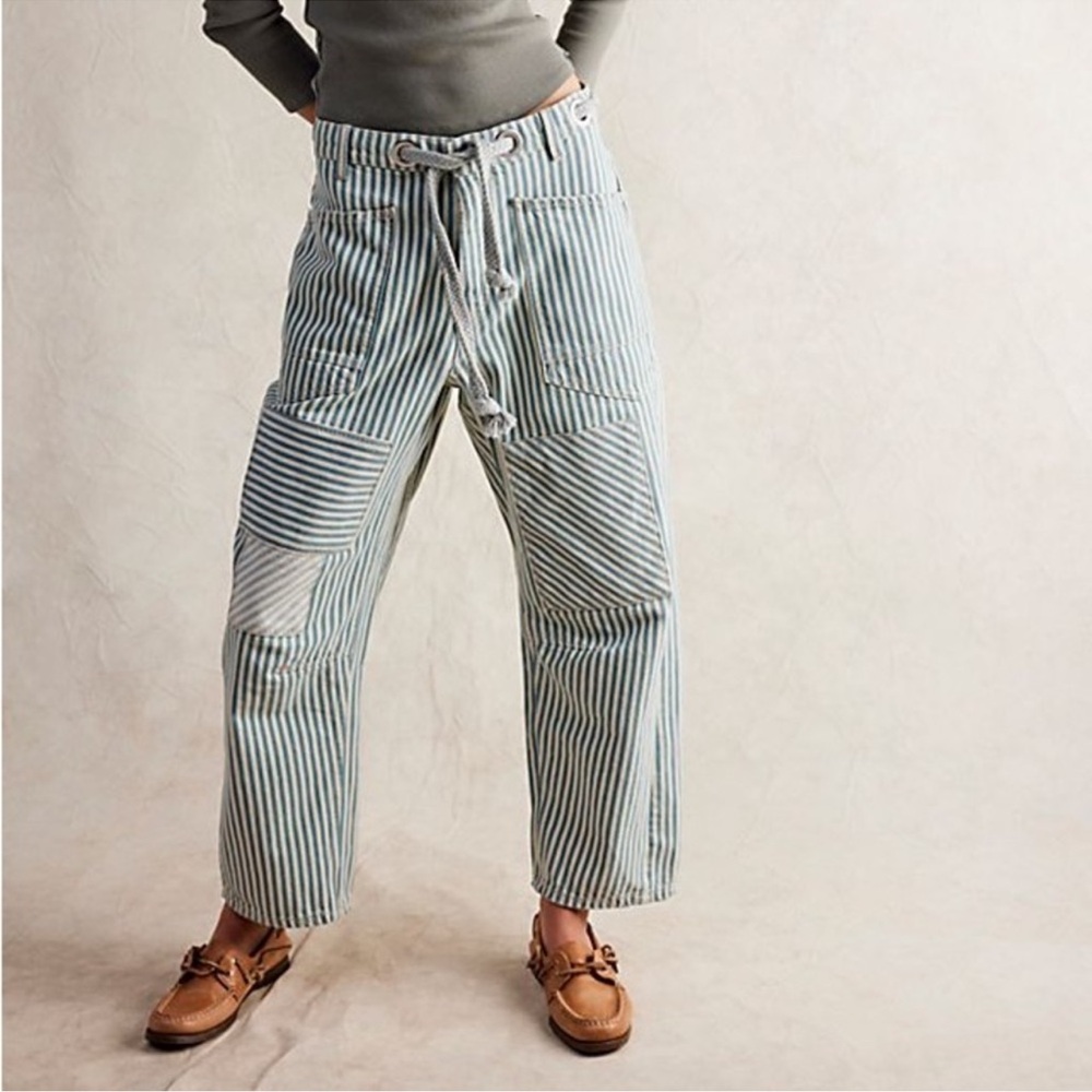 We The Free People Railroad Moxie Low-Slung Pull On Barrel In Railroad - Picture 8 of 10